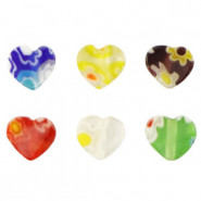 Millefiori-Perlen Herz Blume 6x5mm - Multicolour